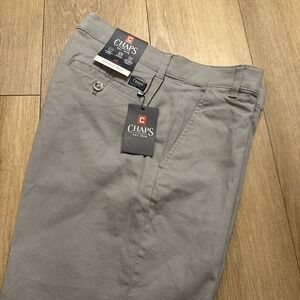 Chaps Men's Seacoast Wash Chino Shorts Griffin Gray Stretch Size 30 9" NEW‎